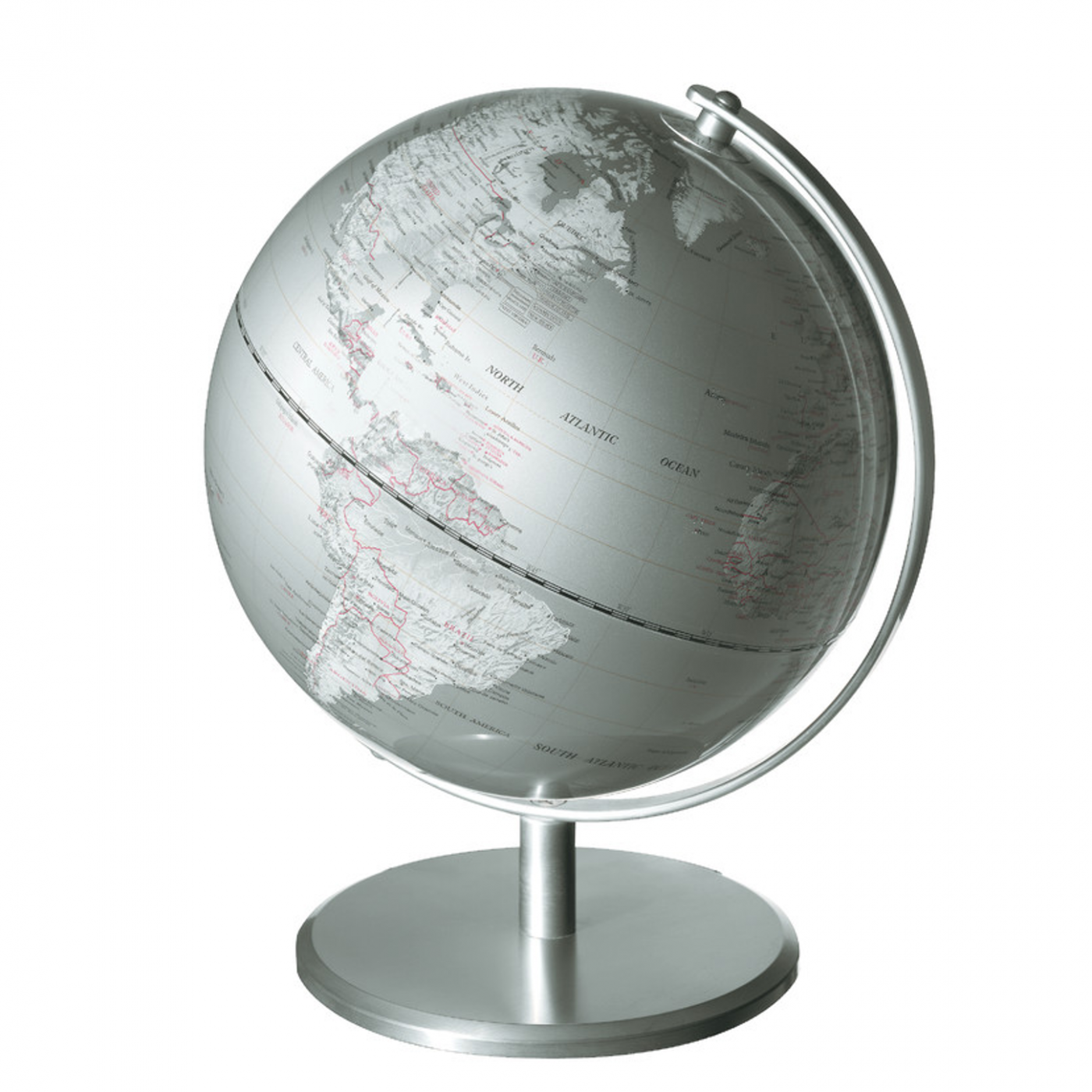 EMFORM Planet mappamondo, silver argento, 25 cm
