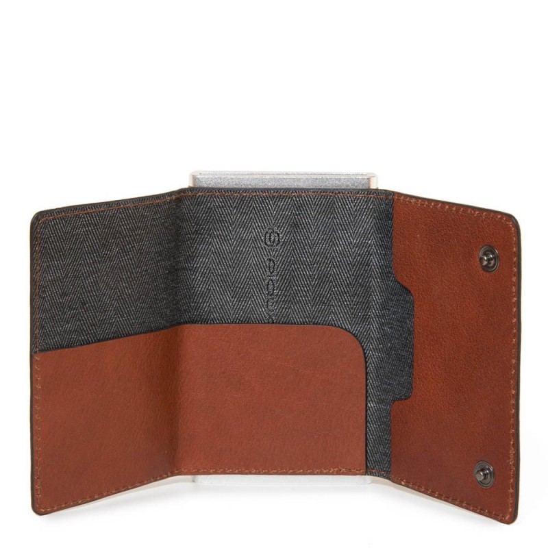 PIQUADRO Black Square portafogli compact wallet, pelle cuoio