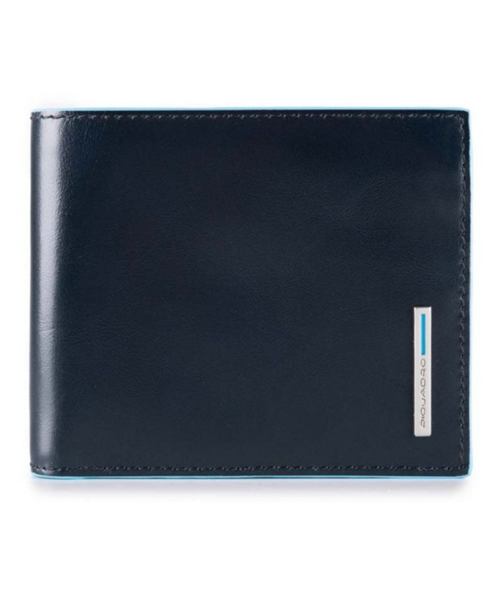 PIQUADRO Blue Square portafogli uomo 6 cc, RFID, pelle blu Blue